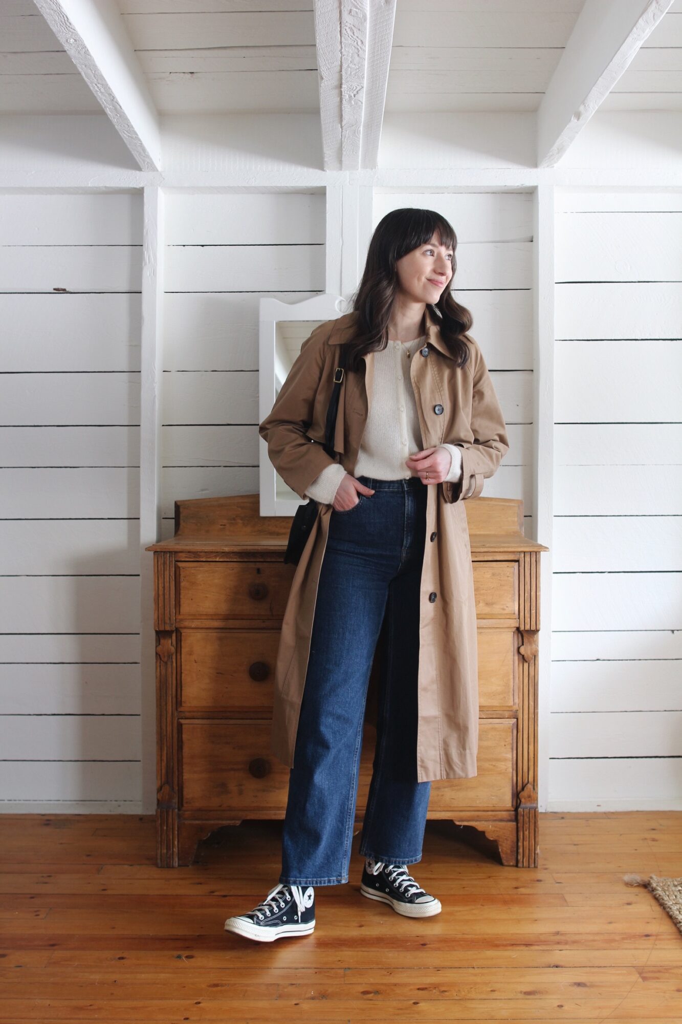 Style Bee - TRENCH, GASPARD CARDIGAN, STRAIGHT LEG JEANS, CONVERSE