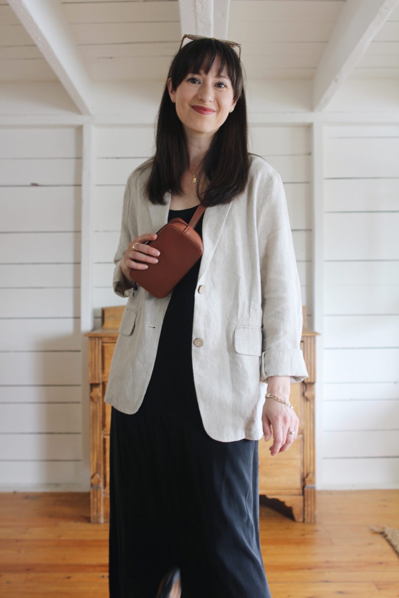 STYLE BEE - LINEN BLAZER, SLIP DRESS, BELT BAG AND WOVEN FLATS